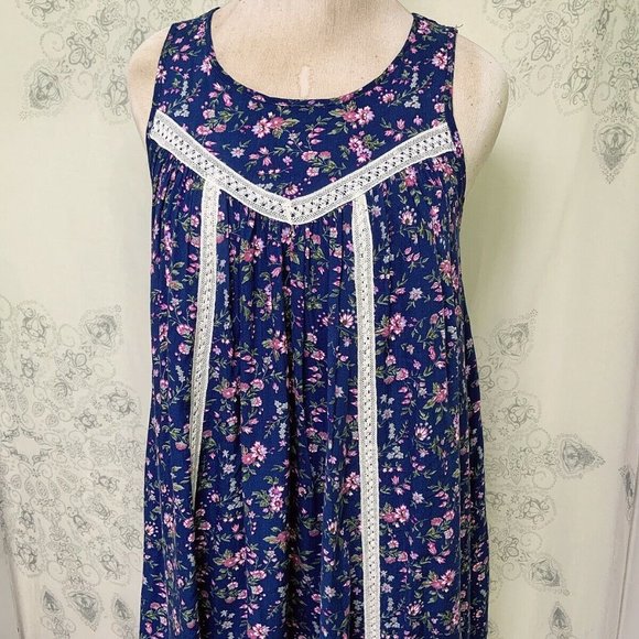 Entro Floral Strappy Crochet Lace Tunic Top Womens sz S Blouse Shirt Oversize - Picture 4 of 7